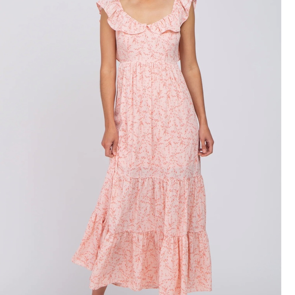 Pink Blush Maternity Pink Floral Ruffle Tiered Maxi Dress